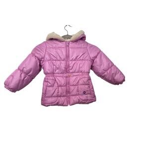 OshKosh B’gosh Girls’ Puffer Jacket – Size 4T, Pink with Faux Fur Hood